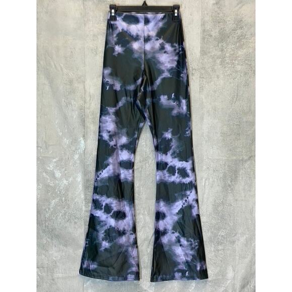 TOPSHOP Petite Black/Purple Tie-Dye Wide Leg Pull-on Pants SZ 2 - Picture 1 of 8